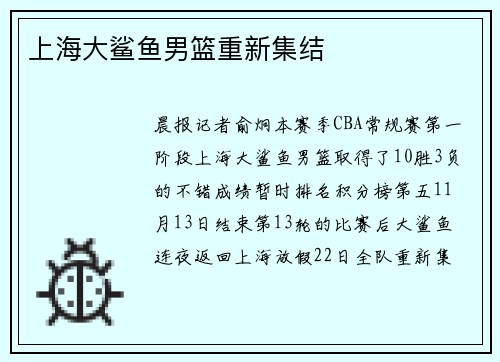 上海大鲨鱼男篮重新集结