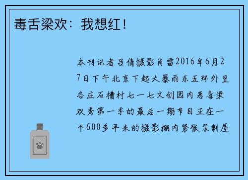 毒舌梁欢：我想红！